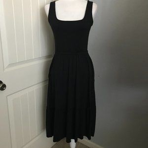 J Jason Wu Low Scoop Neck Elastic Waist Flounce Trim Side Pockets Black XSP